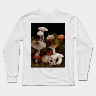 Mushroom forest floor watercolor Long Sleeve T-Shirt